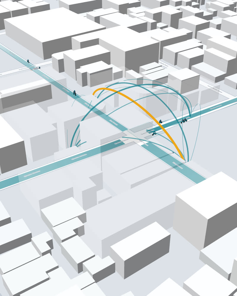 Arcs over the Quezon – Rizal intersection showing where vehicles go